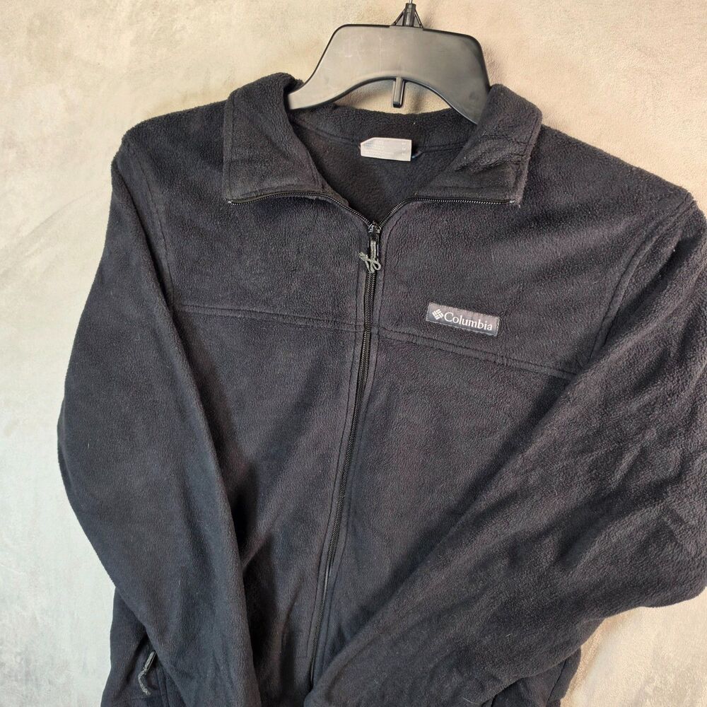 Columbia Steens Mountain Men's Fleece Jacket Black Full Zip Mock Neck Size [M]